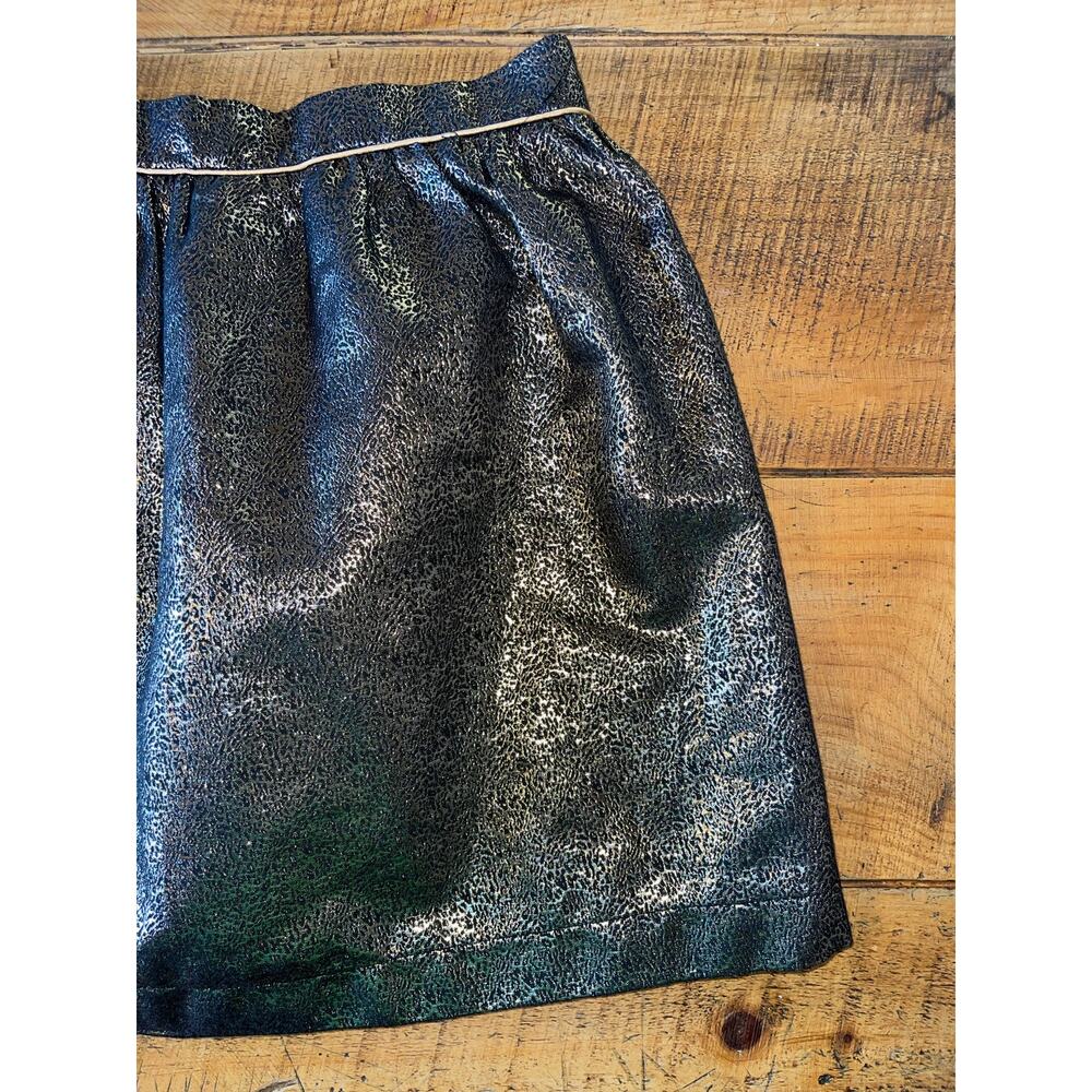 Womens Gold‎ Metallic Festive Mini Skirt with Lining Underneath Zipper Size M